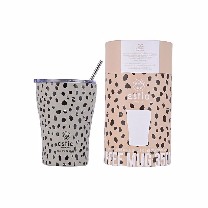 ThERMOS COFFEE MUG SAVE THE AEGEAN 350ml LEOPARD TAUPE